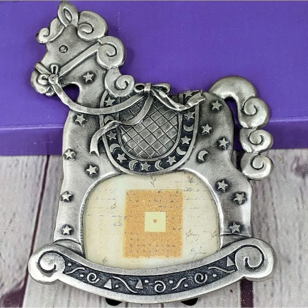 NIB - Mi Amore Rocking Horse Stars Pewter Picture Frame